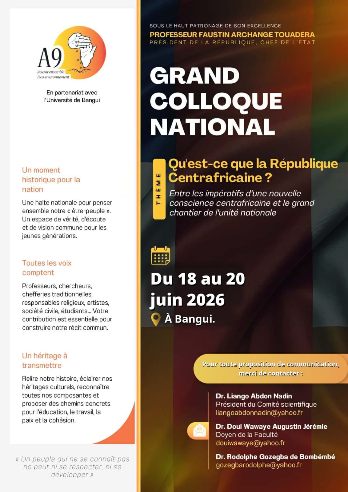 Affiche du Grand colloque national de Bangui